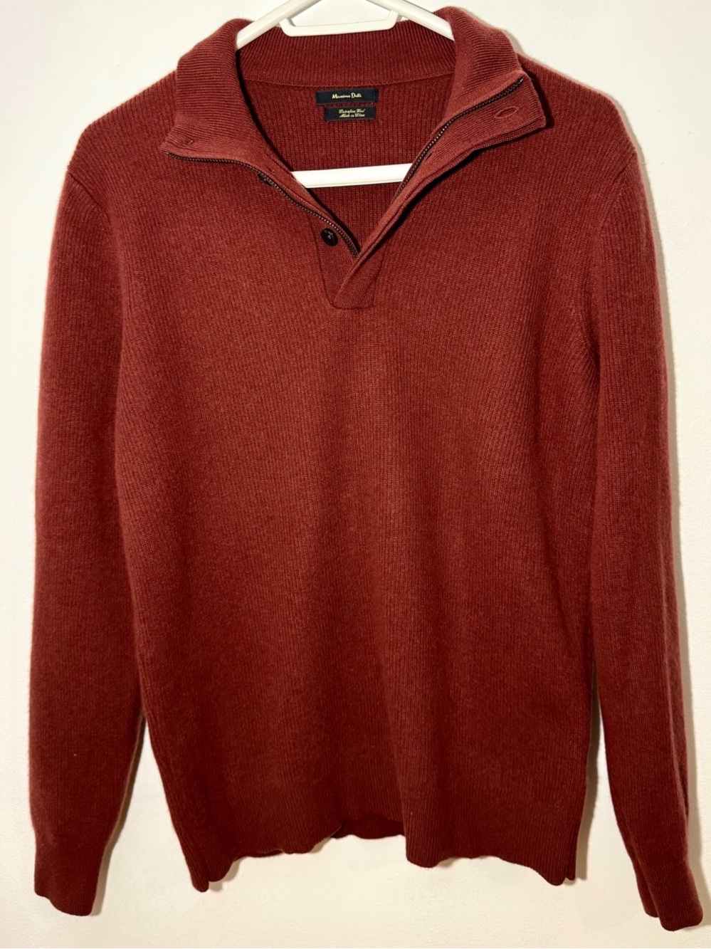 Massimo Dutti Extra Fine Wool Half Zip Sweater Men’s Large